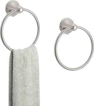 FILTA Towel Ring for Bathroom Wall, Brushed Nickel Stainless Steel Bathroom Hand Towel Ring, Rustproof Bath Towel Ring, Round Towel Holder 2 Pack