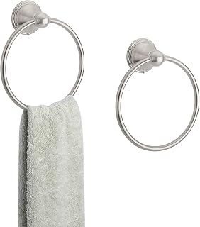 FILTA Towel Ring for Bathroom Wall, Brushed Nickel Bathroom Hand Towel Ring, Rustproof Bath Towel Ring, Round Towel Holder 2 Pack