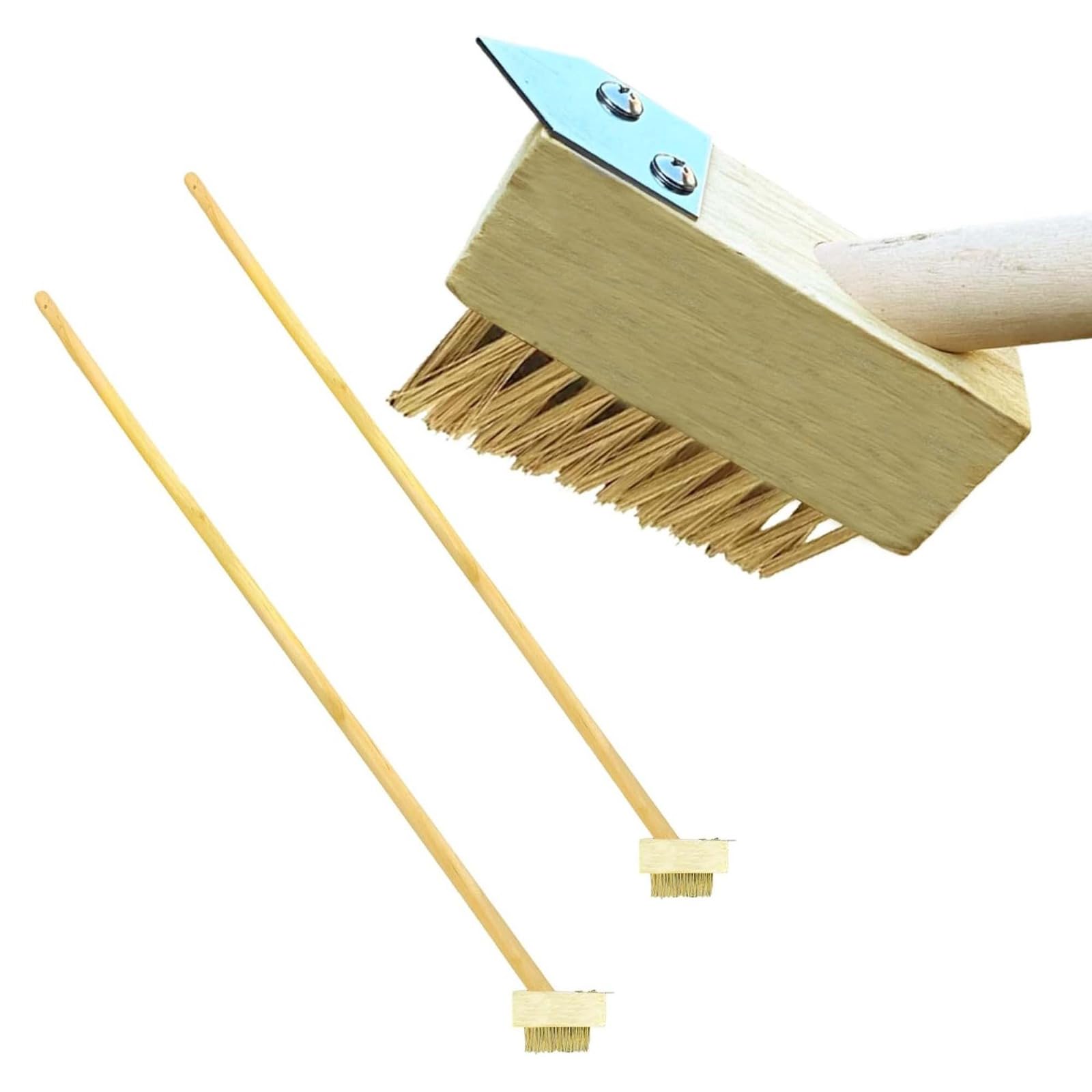 Sdmax 2Pcs Heavy-Duty Wire Bristle Weed Brush, 120Cm Long Handle Steel Broom For Moss & Grout Removal, Patio, Decking & Driveway Cleaning Tool (2Pcs)