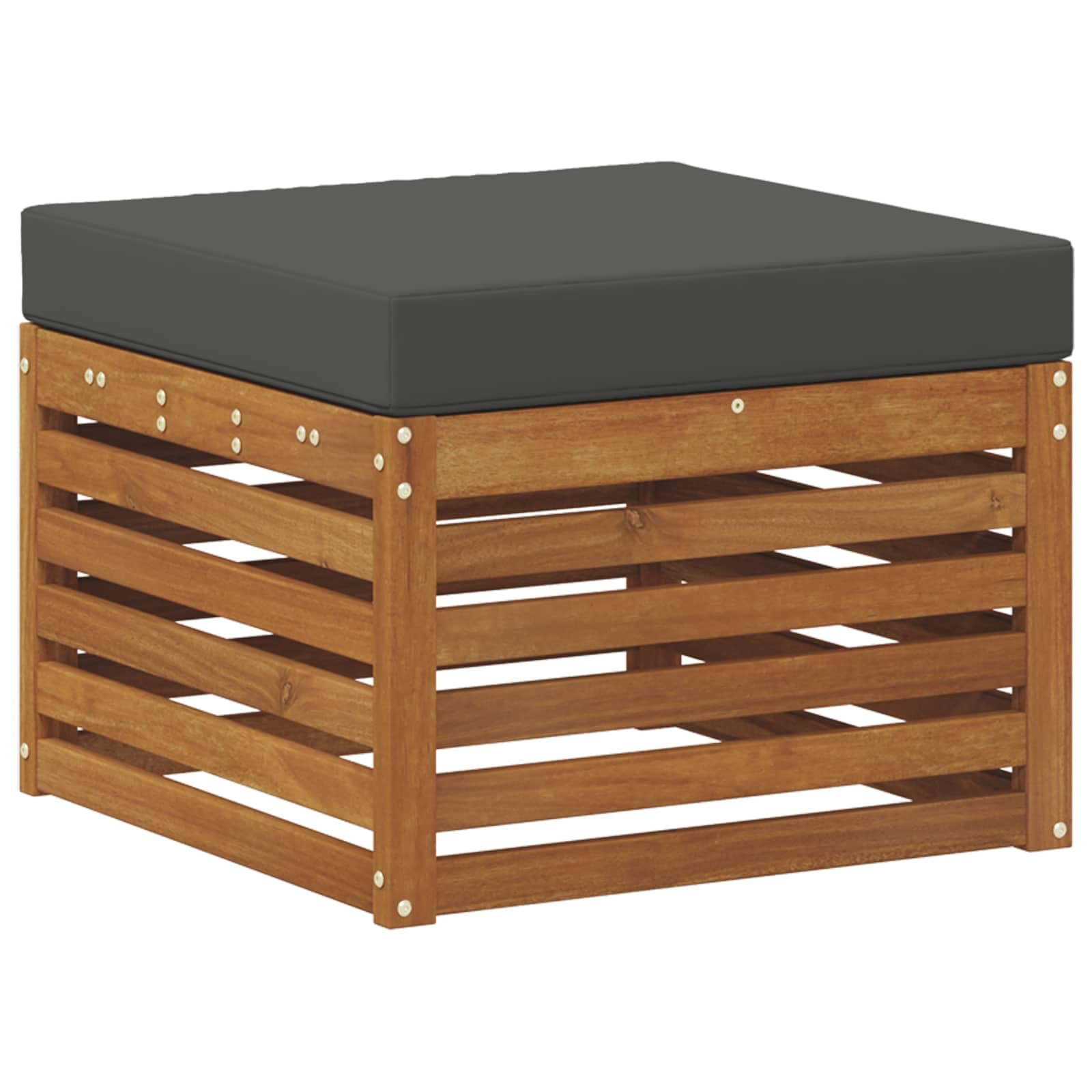 Outdoor-Gartenmöbelset mit 6 Kissen aus massivem Akazienholz wetterfestes Design für Terrasse, Balkon und Garten, inklusive Tisch, Sofas, Hocker, Armlehnen und Sitzkissen