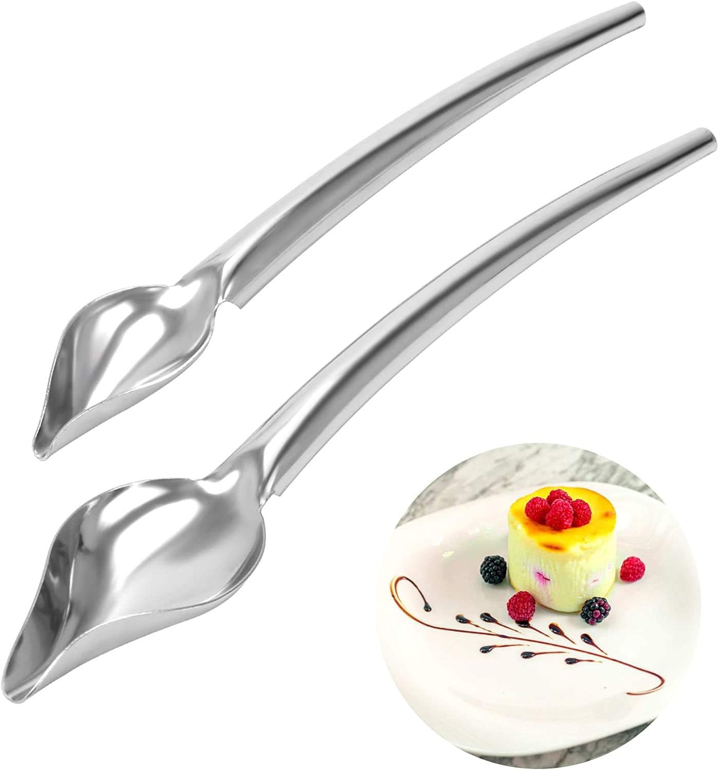 2 Stück Präzisions Dekorationslöffel Aus Edelstahl – Großer & Kleiner Schokoladen- Und Soßenlöffel Für Desserts, Küche & Gastronomie 2 Stück Präzisions Dekorationslöffel Aus Edelstahl – Großer & Kleiner Schokoladen- Und Soßenlöffel Für Desserts, Küche & Gastronomie