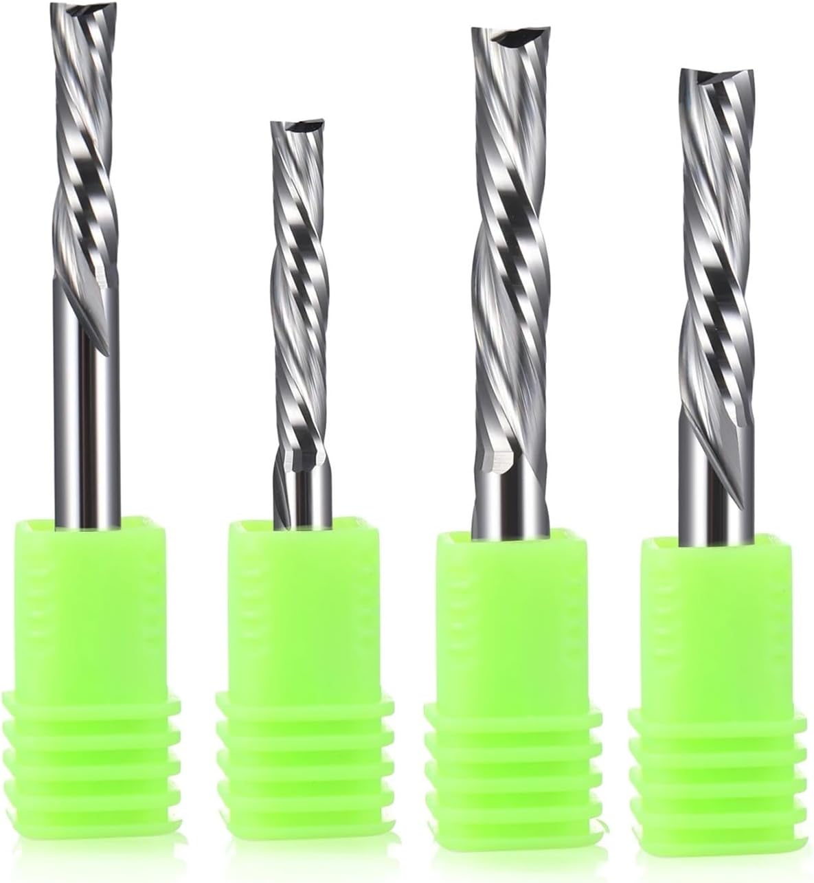 50pcs Up and Down Cut Carbide End Mills 3.175mm 4mm Shank Spiral Router Bits Two Flute Compression Milling Cutter Solid Carbide CNC End Mill(50P 3.175x2.0x12x38L)