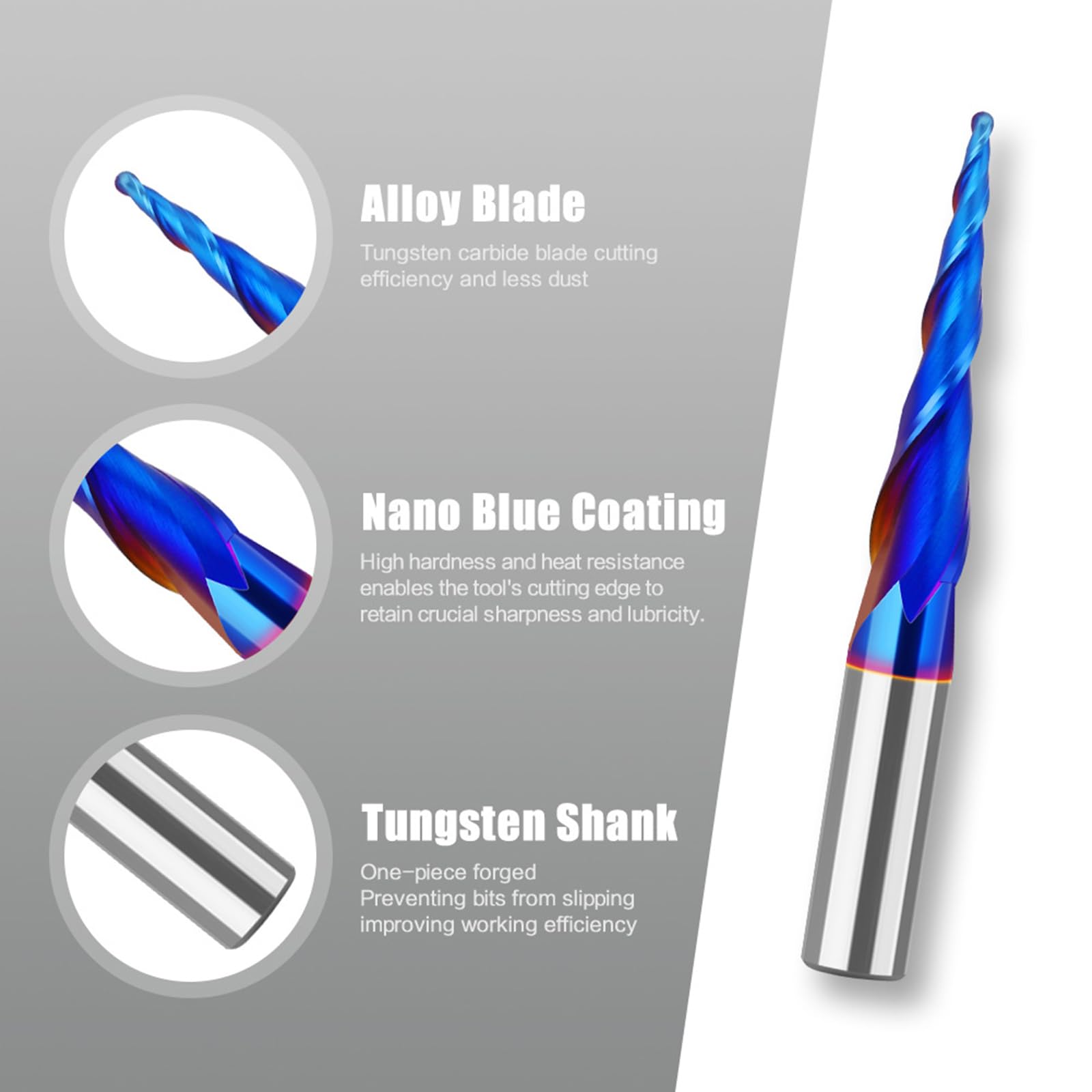 MACHSWON Straight Two Flute Router Cutter 8mm Shank,2mm Cut Diameter & 25.4mm Cut Length,Tungsten Carbide Tipped,Milling Cutter Straight Router Bit - Image 3