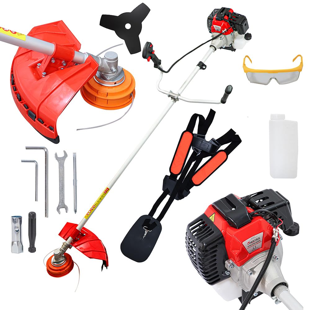 Vertex VKS52 Kosa Spalinowa, 52 cm³, 3 KM, Szerokość Cięcia 44 cm, z Głowicą Półautomatyczną, Trójzębem i Szelkami, Zbiornik 1,2l, Zestaw Akcesoriów