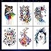 Oottati 12 Sheets Large Temporary Tattoos - 21x15cm Flower Arm Watercolor Hand Paint Fox Wolf Tiger Tai Chi Giraffe Deer Dream Catcher Owl Macaw Parrot For Men and Women