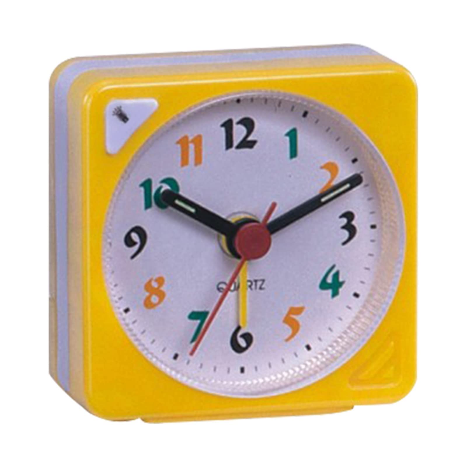 HRWLY Nightlight Design Mini Non Ticking Bedroom Travel Plastic Battery Operated Home Decoration Desktop Alarm Clock(A)
