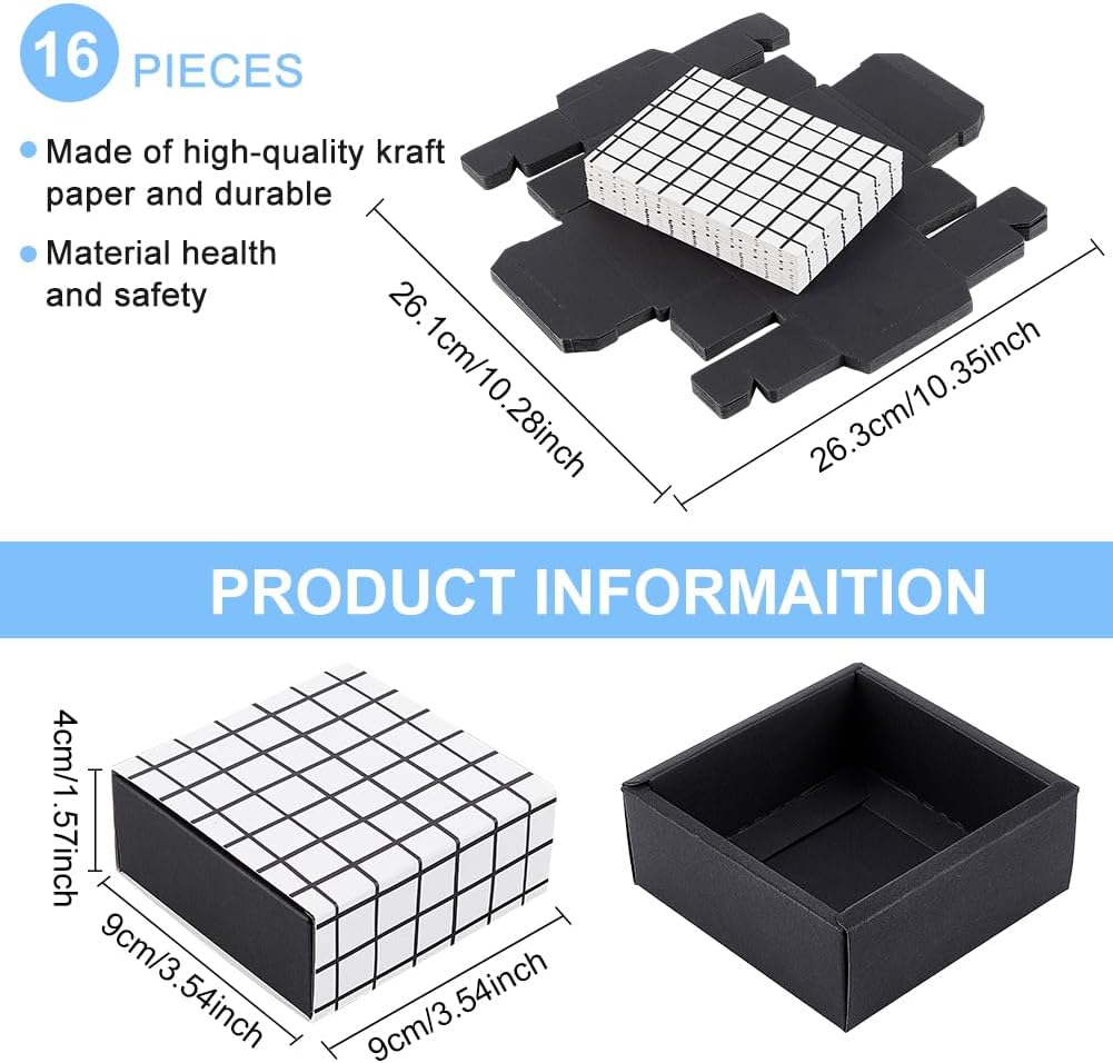 20 Packs 3.5x3.5x1.5 Square Kraft Paper Gift Boxes Drawer Box with ...