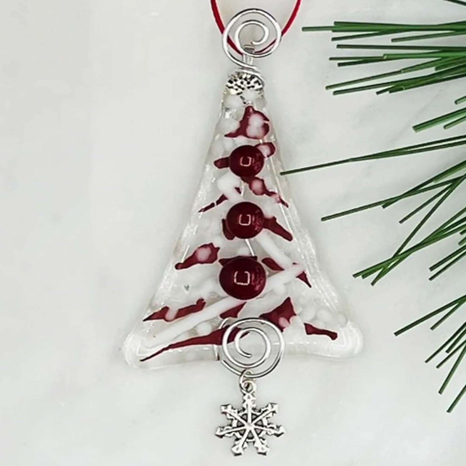 Fused Glass Christmas Ornament, Glass Christmas Tree