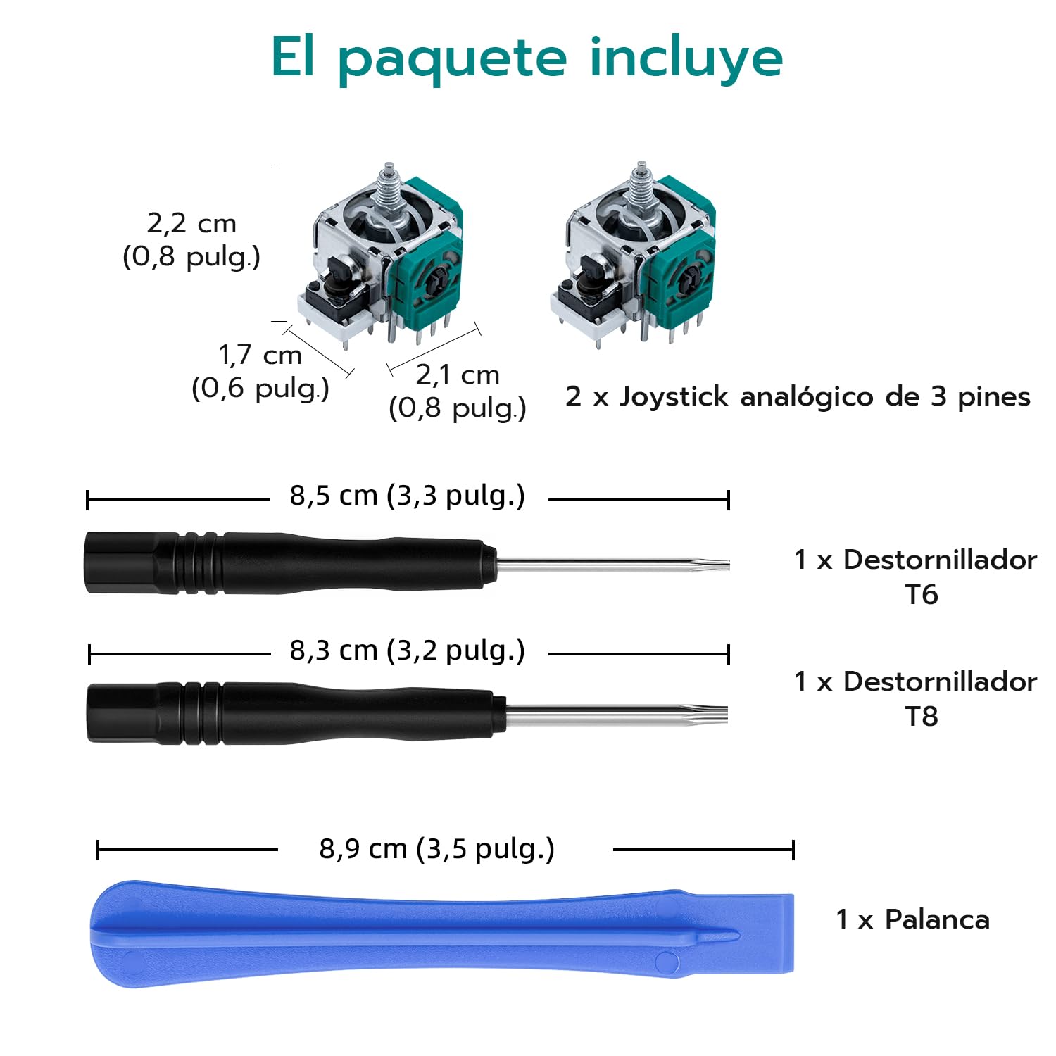 Mcbazel Repuesto de Joystick Analógico 3D y Herramientas de Reparación para Mandos Xbox Series Elite 2, Módulo 3D Thumbstick con Kit de Desbloqueo T6 T8