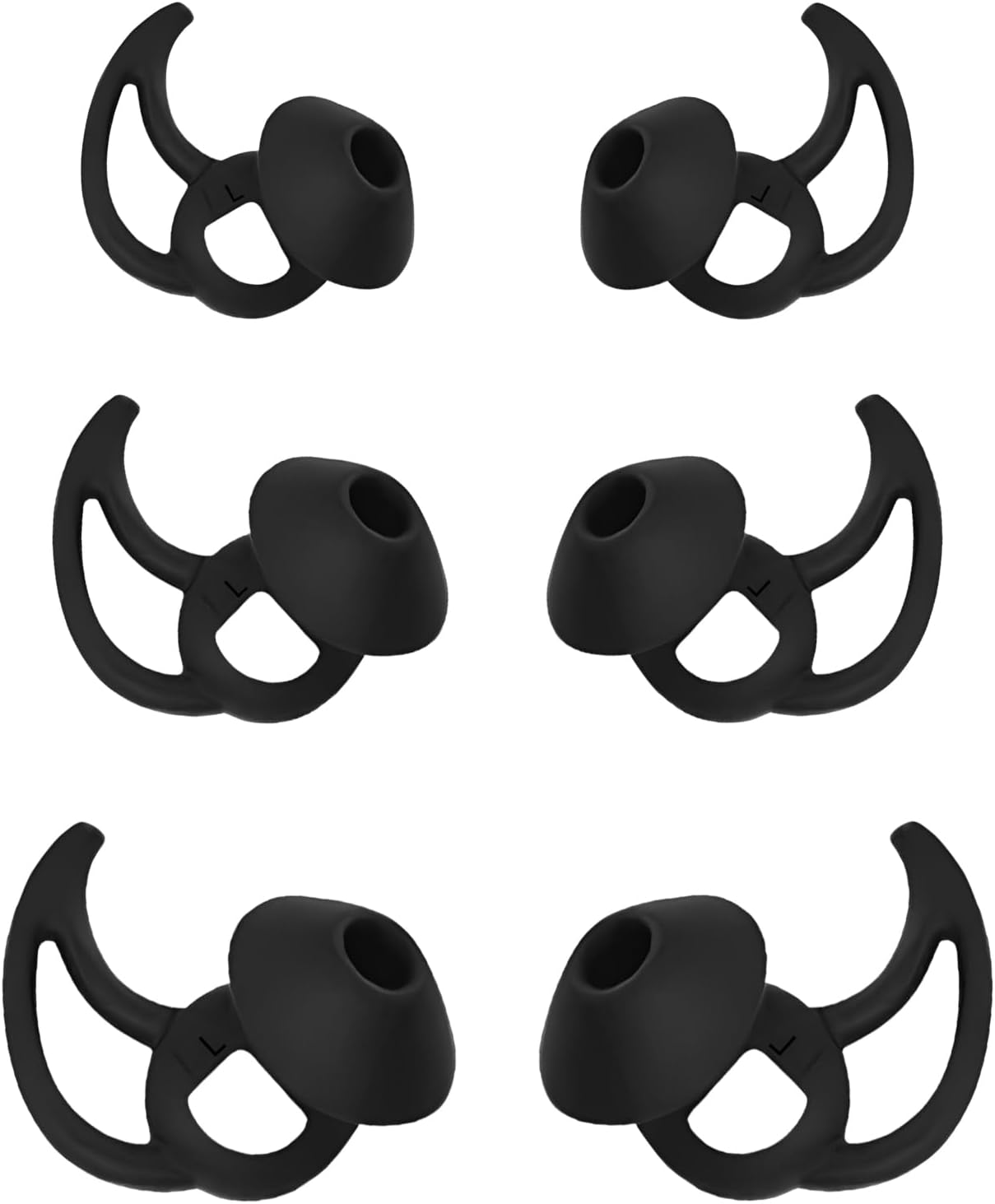 Earbud Replacement Tips Silicone Earbud Tips Ear Tips Compatible with Bose Quietcomfort and Sport Headphone Earbud Rubber Tips Earbud Covers 3 Pairs S M L Black