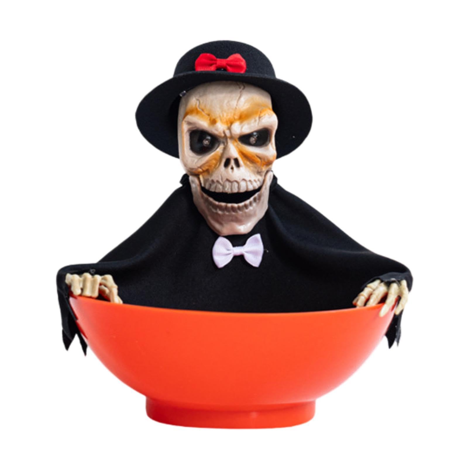Bonbonnière squelette animée avec crâne hurlant pour fête d'Halloween