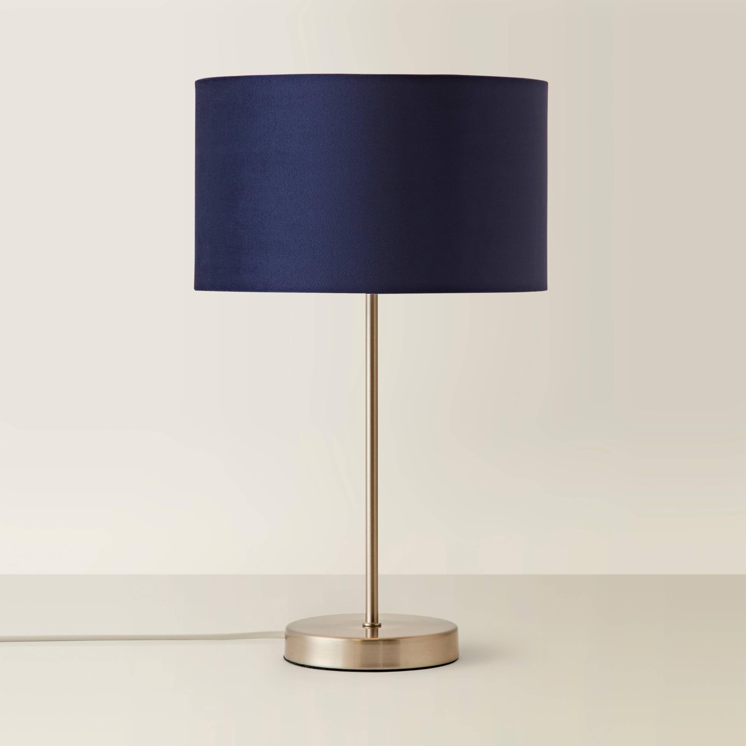 Charlie Chrome Stem Table Lamp - Velvet Shade - Navy - 10 inches