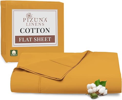 Miniatura 7 de Pizuna - Sábana bajera de algodón suave de 400 hilos, 100% algodón puro de grapas largas, de satén terso, para camas de hasta 38 cm de alto, con