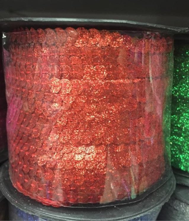 GIOTEL Sequin Ribbon 100 Yards 6mm Red Sequins Roll Trim for Sequin Fabric Decoration On Certain Items Sequin Trim