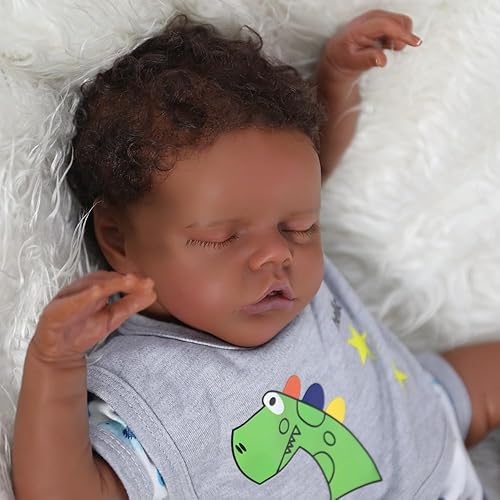 Miniatura 4 de CHAREX Muñecas de bebé recién nacidas negras  18 pulgadas realista Reborn Boy Afroamericano, realista recién nacido vida real muñecas bebé juguetes