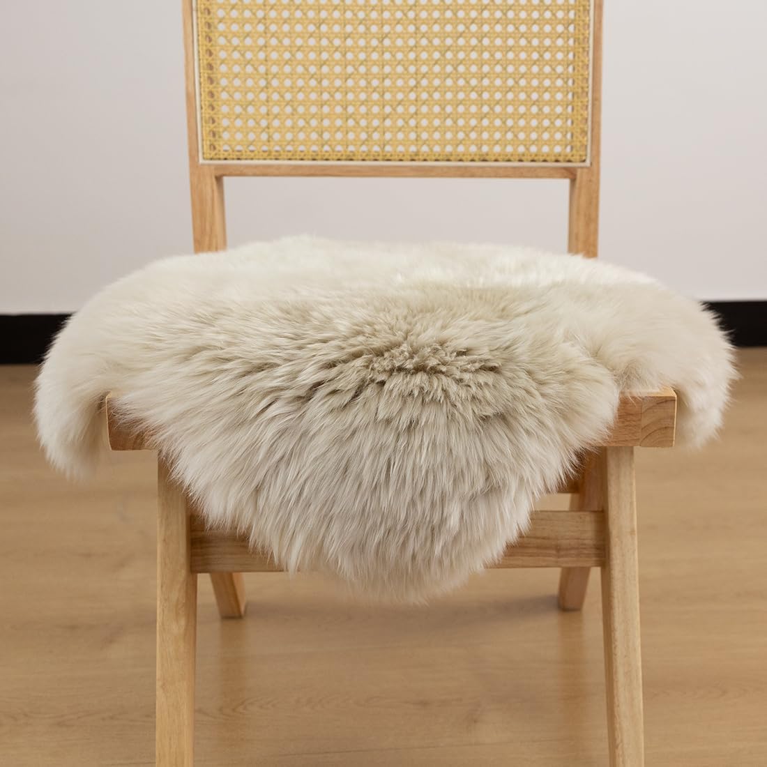 LLB Sheepskin Chair Covers - Office, Dining Room & Desk Chair Seat Cushion - Cream Brown, 18x18 Inch (Pack of 1)