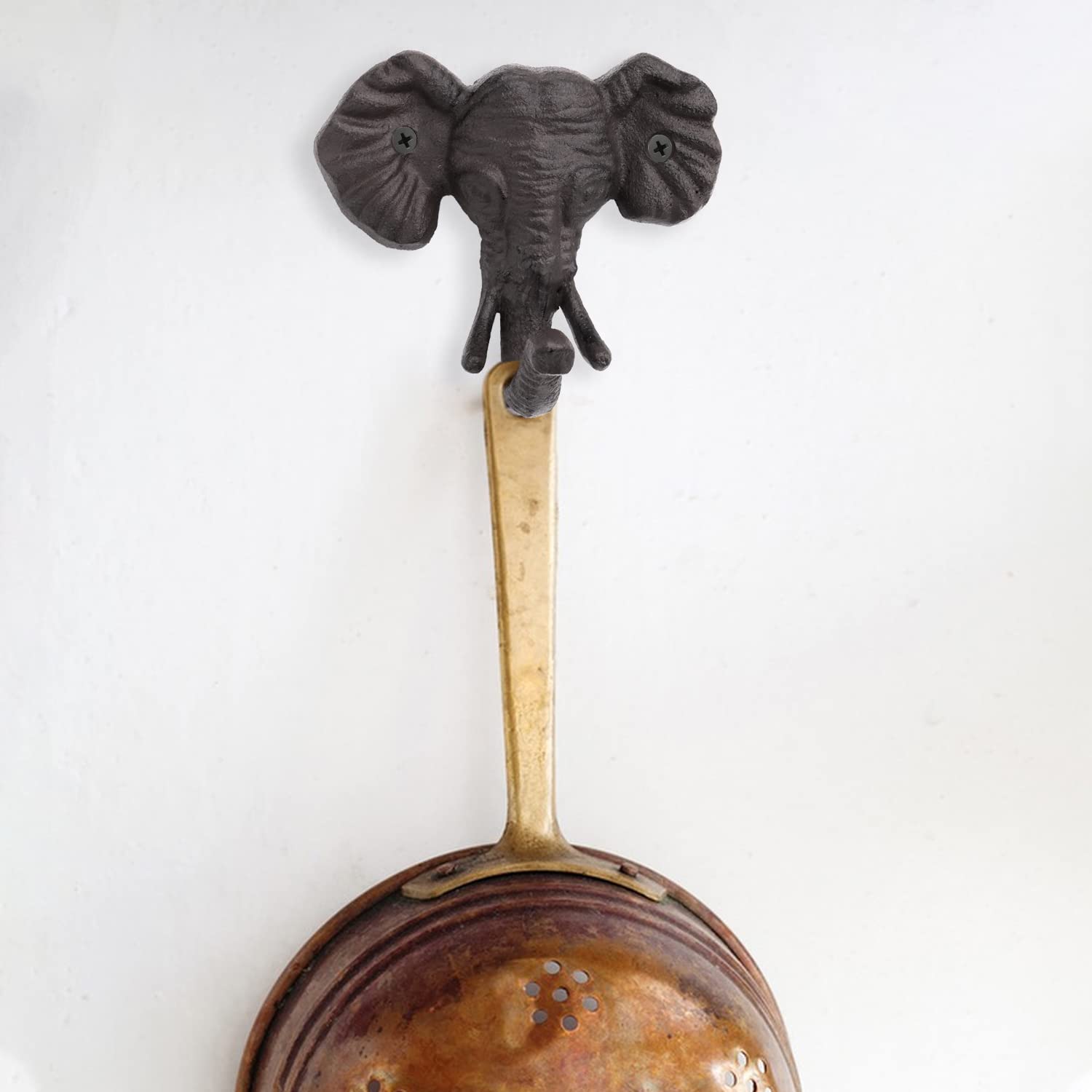 Juego De 2 Ganchos De Pared De Hierro Fundido Con Diseño De Elefante - Vintage, Rústico, Para Colgar Abrigos, Bolsos O Sombreros - 10 Kg De Capacidad