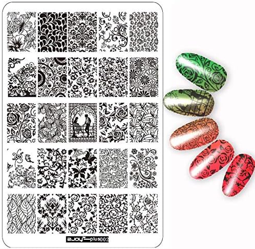 ZJOY Stainless Steel Nail Stamping Image Plate Jumbo Size (ZJOYplus-002) (9.5 * 14 Cm)