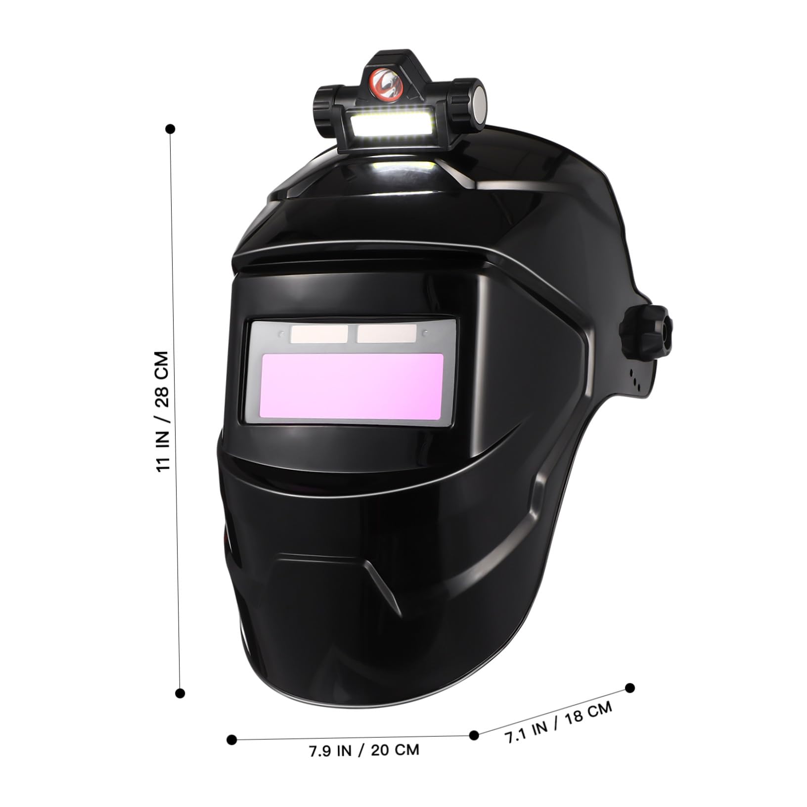 Cagoule de Soudage Réglage de Serrage Ajustable à Assombrissement Automatique Protection Lumière Grosse Vitre en PP pour Divers Travaux de Soudure en Intérieur et Extérieur