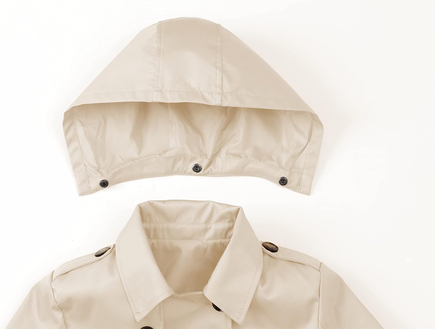 Chrisuno Women's Double Breasted Trench Coats Mid-Length Belted Overcoat Long Dress Jacket with Detachable Hood - Image 4