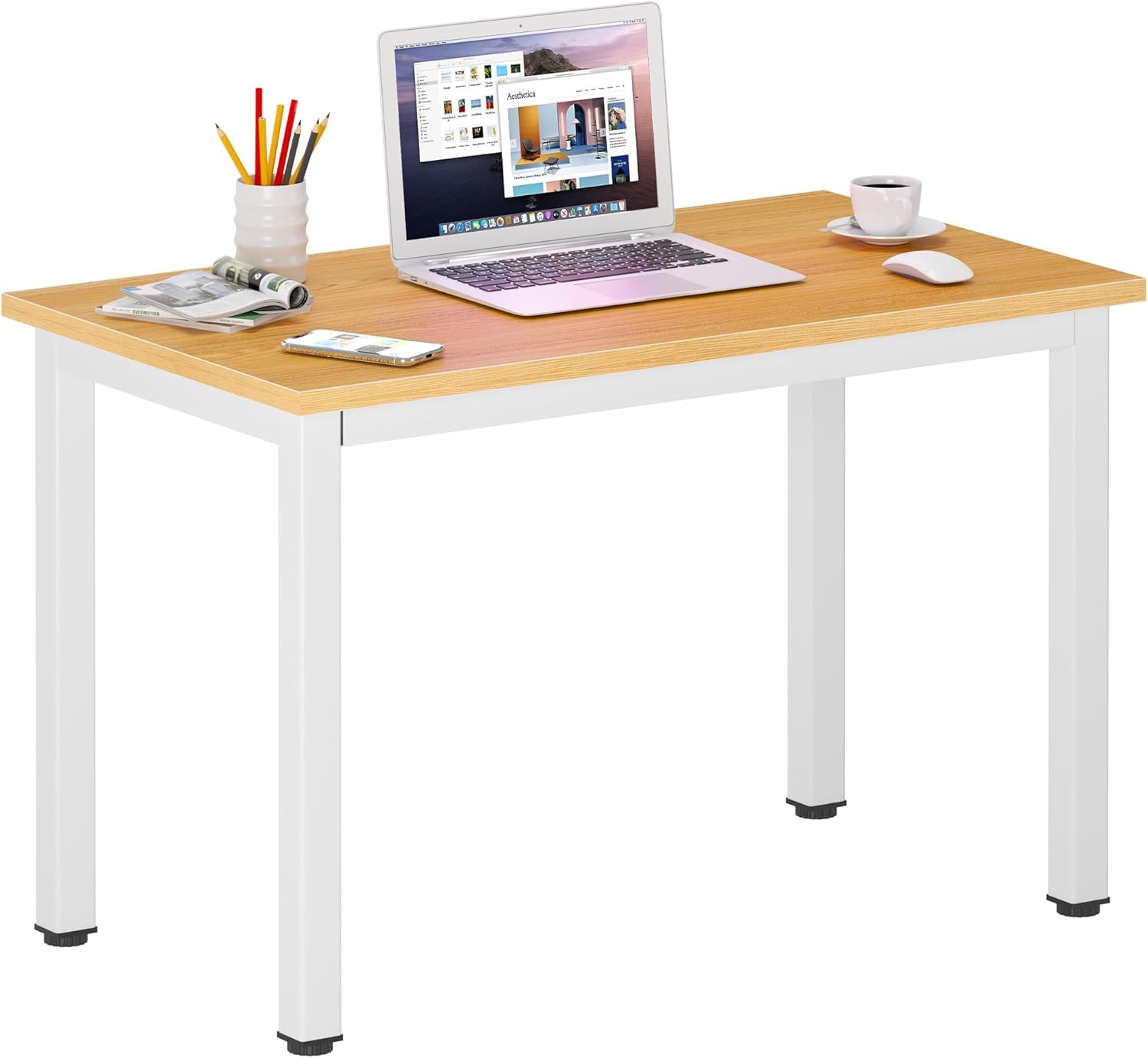 DlandHome 71 inches X-Large Computer Desk, Composite Wood Board, Decent and Steady Home Office Desk/Workstation/Table,White,23.6Wide