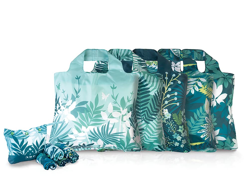 Envirosax Botanica Reusable Bag Polyester Shopping Grocery Tote Bags Pouch Set of 5 Water Resistant