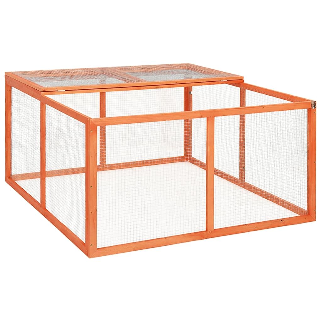 Conejera de madera maciza de abeto, 124 x 120 x 60 cm, con techo protector y rejilla, recinto para conejos, cobayas, hámster, rueda libre, casa para jardín, balcón, habitación