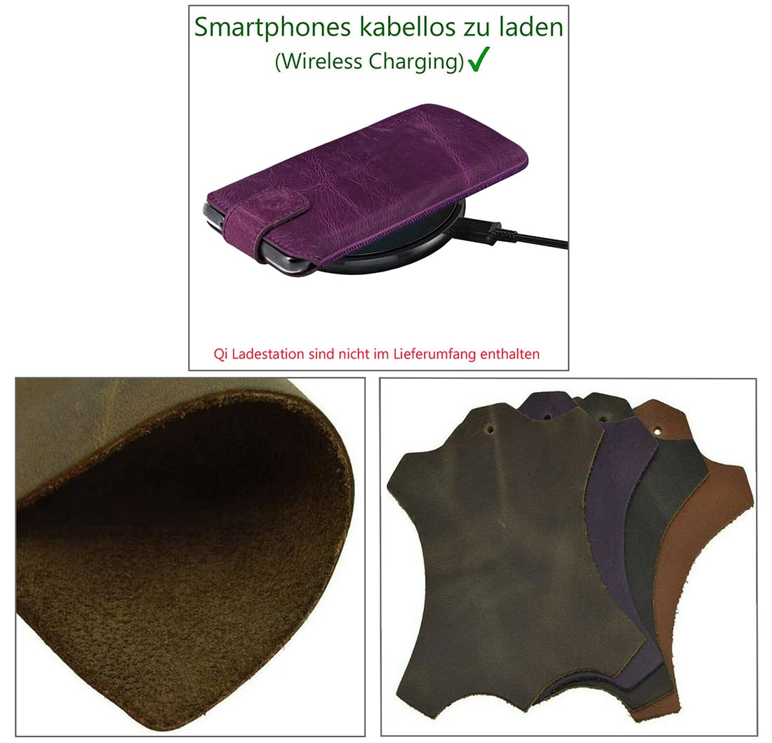 Suncase Leder Tasche kompatibel mit Samsung Galaxy S25 5G Hülle mit ZUSÄTZLICHER Case Handytasche (mit Rückzugsfunktion und Magnetverschluss) in antik-lila