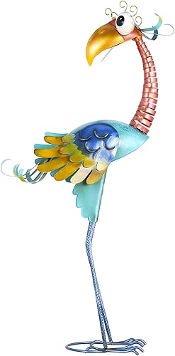 Miniatura 8 de Tooarts Estatua de pájaro de jardín de metal de pie animales adornos de patio trasero escultura al aire libre para decoración de arte de césped y