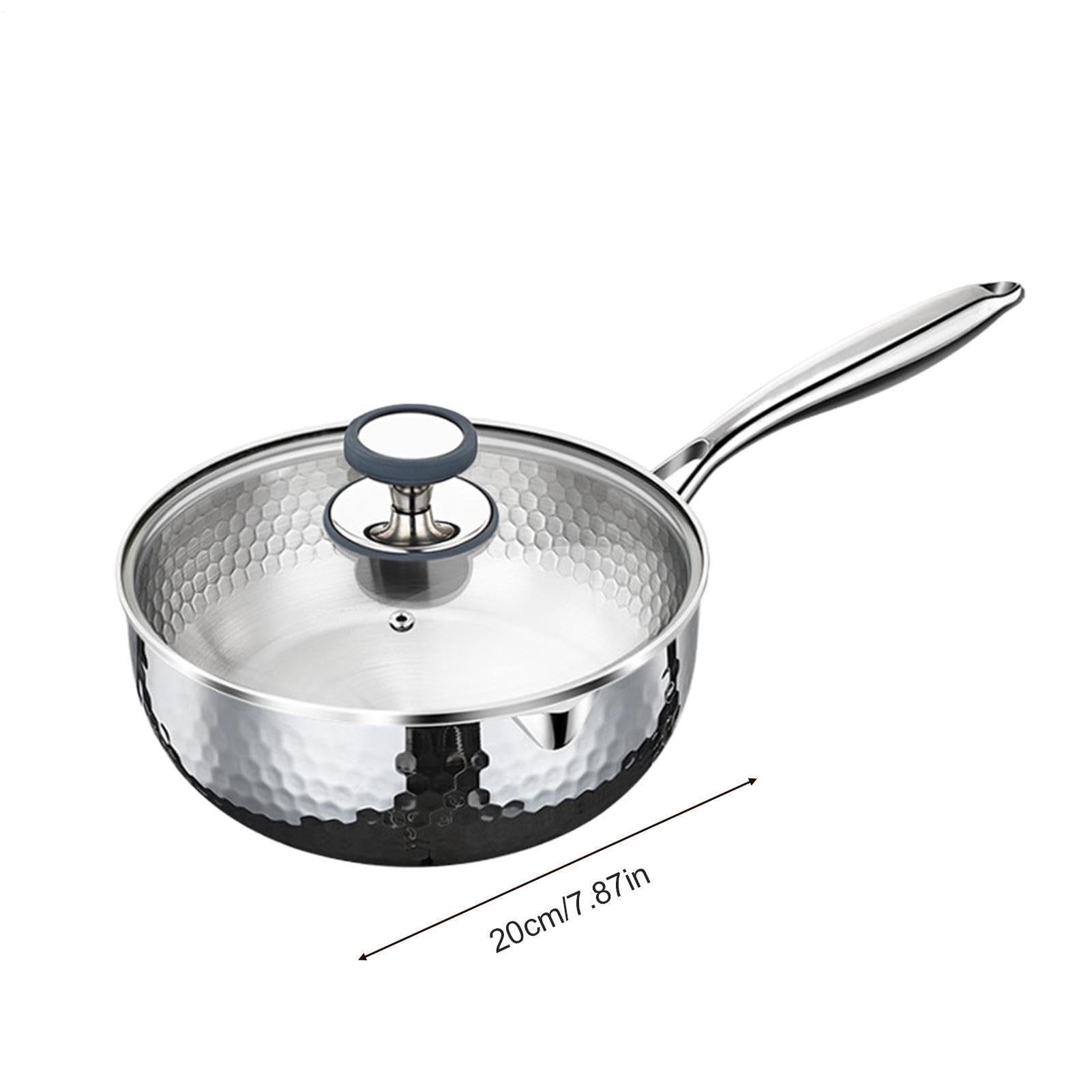 Cazo Con Tapa Menaje de cocina antiadherente con tapa y asa | Cazo Pequeño Para Vapor Y Salsas Para Freír Cocer A Fuego Lento Hervir Cocinar Comidas Saludables En Cocina Y