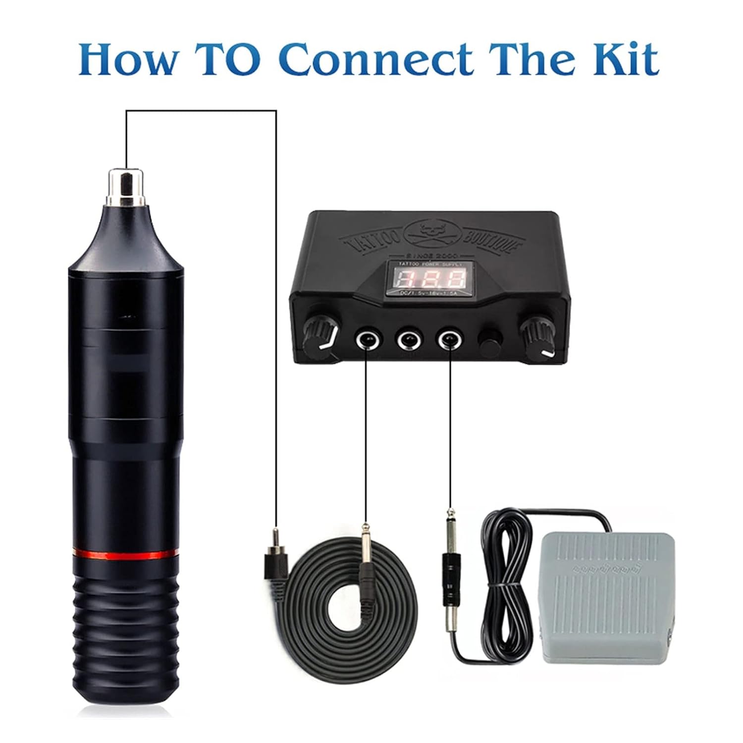 Tattoo Rotary Set LCD Power Permanent Makeup Strong Motor Rotary Tattoo Machine Pen Needles Cartridges Supply(Golden)