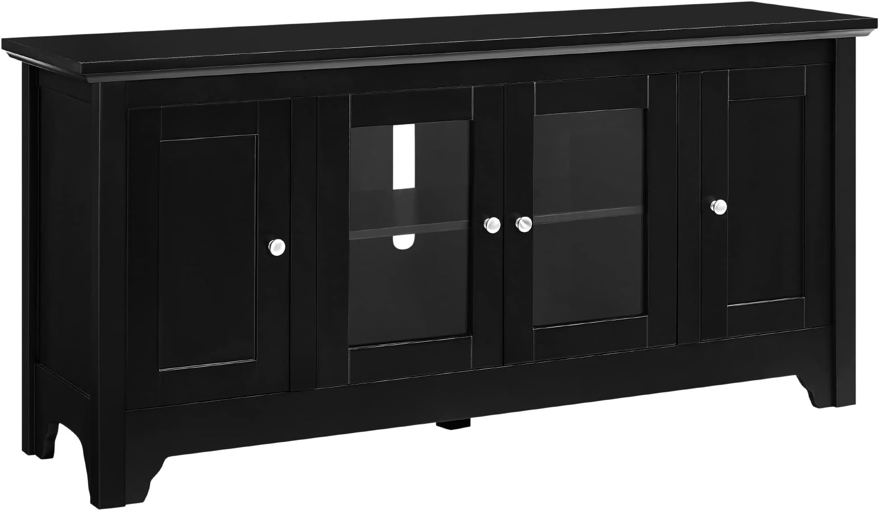 Walker Edison Wood Universal TV Stand with Storage Cabinets for TV's up to 58" Flat Screen Living Room Entertainment Center, 52 Inch, Black