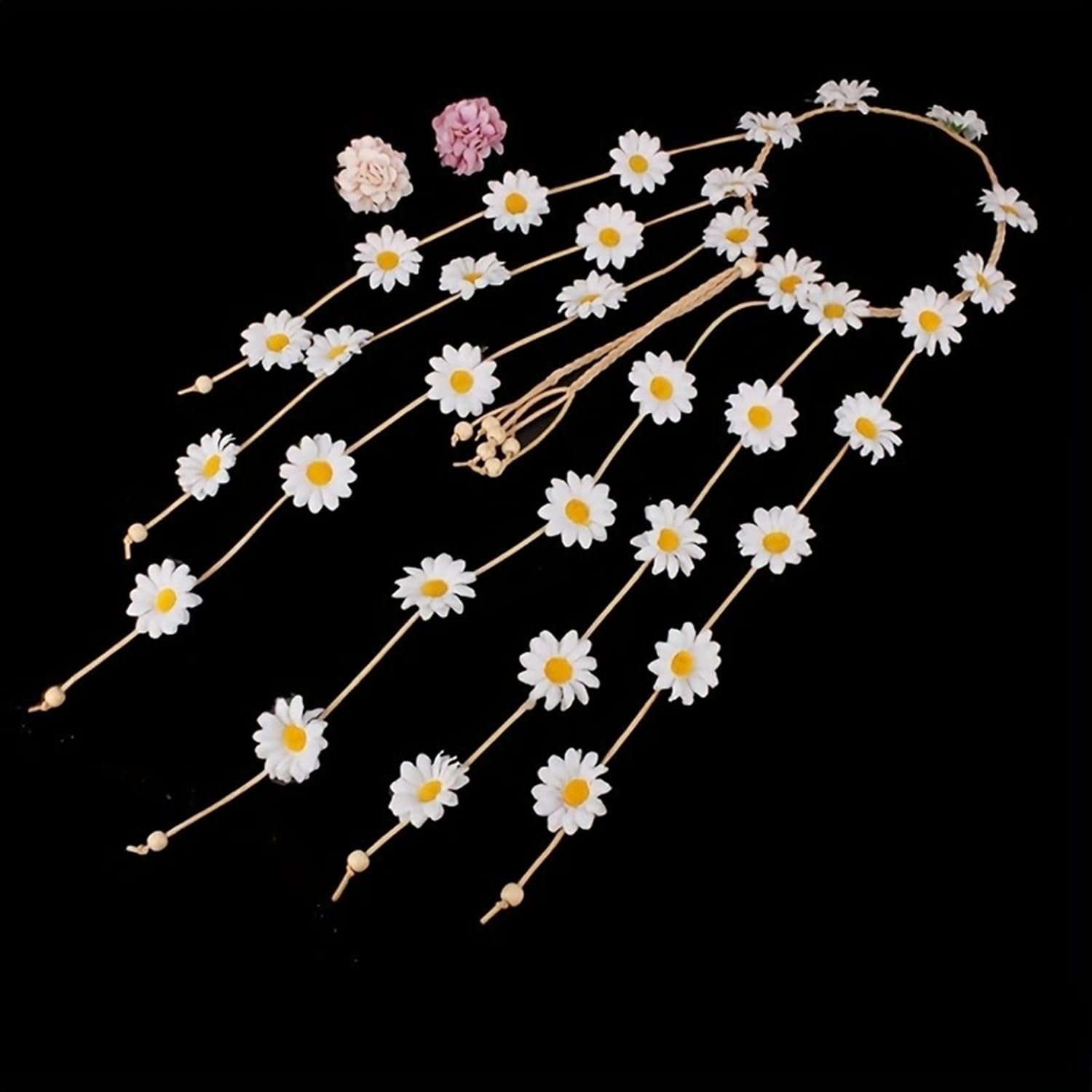 2 stuks wit en geel madeliefje bloem hoofdband kroon boho bloem hoofdband bloemen haar krans boho hoofddeksel voor bruids vrouwen meisjes hippie bruiloft feest strand festival