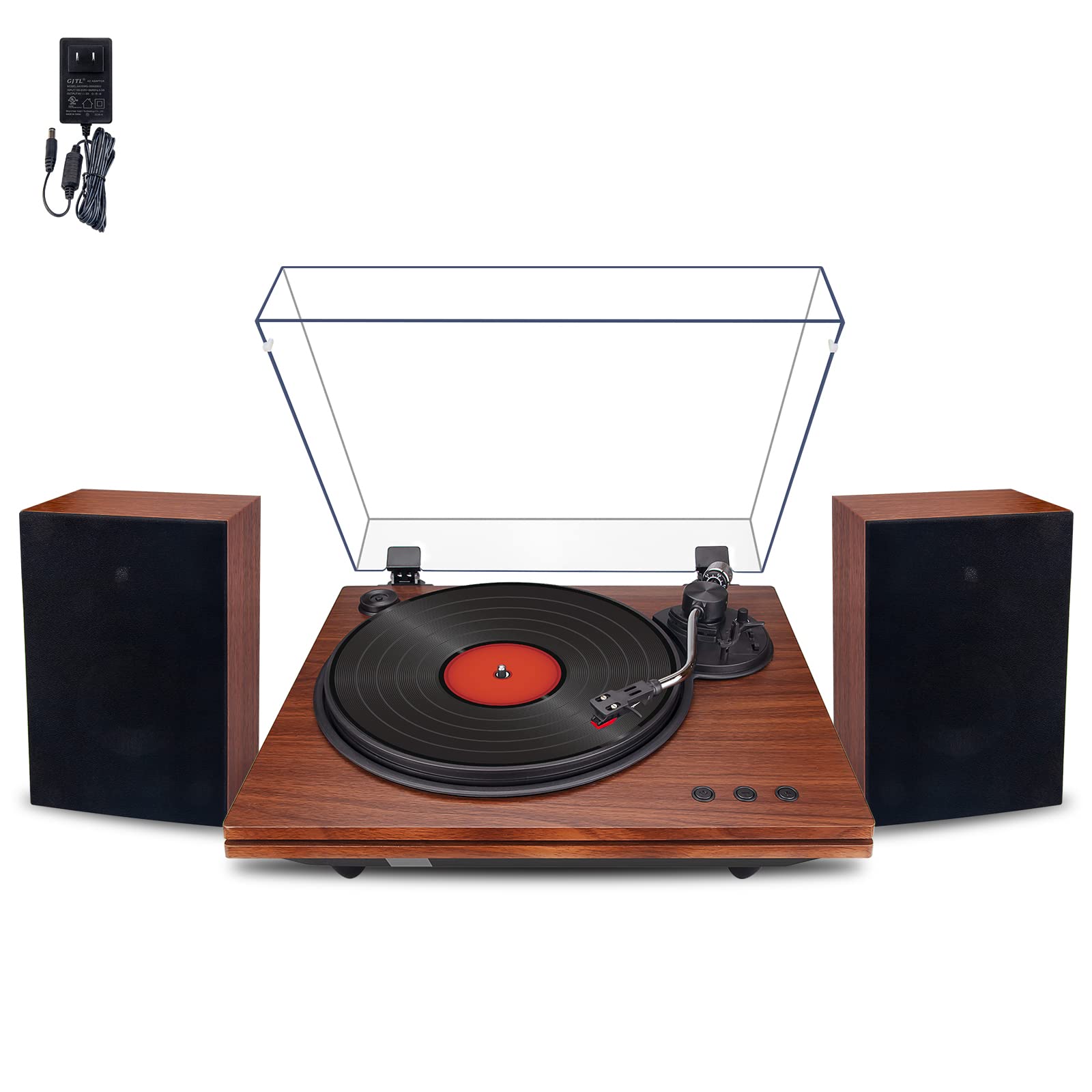 Bluetooth Turntable with Stereo Bookshelf Speakers, Record Player for Vinyl Belt Drive 2 Speed, Adjustable Counterweight Vintage LP Player Support RCA, Brown