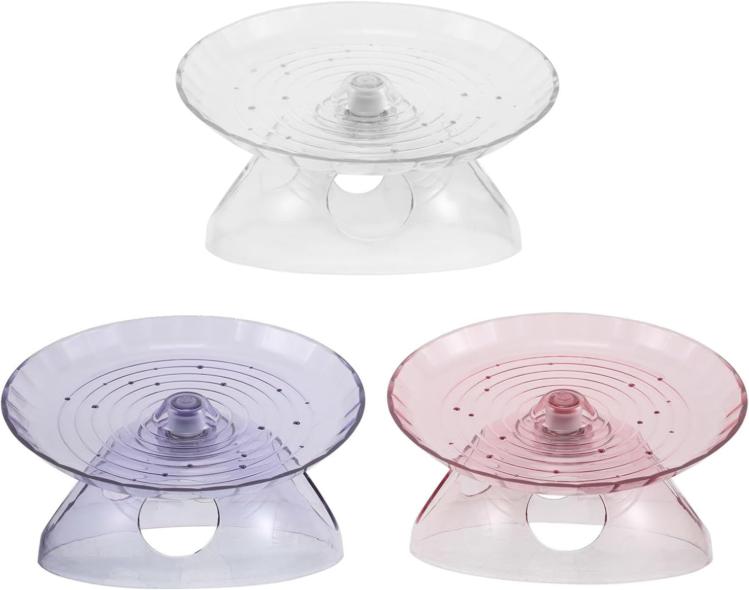 3pcs Silent Hamster Exercise Saucer - Spinner Hamster Running Wheels with Non-Slip Stand for Gerbils Mice Or Other Small Animals