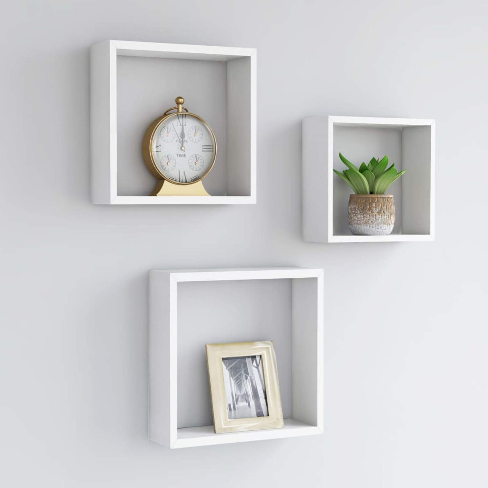 Festnight Mensole a Cubo da Parete 3 pz Bianco in MDF,Set 3 Mensole Scaffale,Mensole a cubo,Mensole a Cubo da Parete,Set di 3 Mensole,Set di 3 Mensole a Cubo da Parete