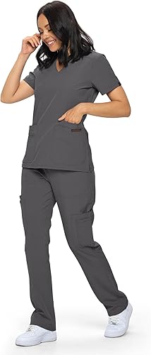 Miniatura 4 de Monarch Uniforms Conjunto de ropa quirúrgica en ropa quirúrgica regular y pequeña para mujer, conjunto de camisa médica y pantalones médicos