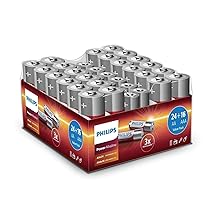 Philips Confezione Convenienza Batterie 40 Pezzi – 24x Batterie AA e 16x Batterie AAA – Batteria Alcaline Potenti con Lunga Durata – per Telecomando, Radio e Altro