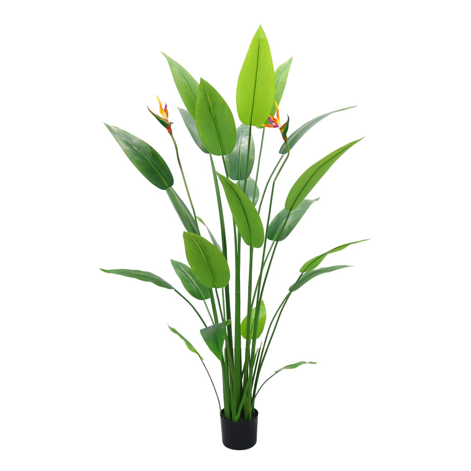 Zstar Plante d'oiseau de Paradis Artificiel en Pot avec de Faux Oiseaux et 23 Feuilles, Grandes Plantes artificielles en Pot pour Salon, Maison, Bureau, Jardin - 160 cm
