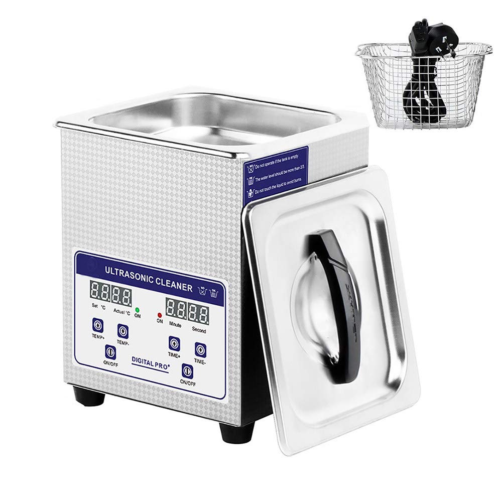 Limpiador ultrasónico Digital de 2 litros, baño Limpiador sónico de Acero Inoxidable de 40 KHz con Calentador y Temporizador (0-30 min), para Limpiar Joyas, Gafas, dentaduras postizas, Monedas, piez