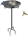 Bain d'oiseaux en métal pour le pot de bain d'oiseau extérieur, 36.2" Hauteur Freestanding Bird Feeders pour l'extérieur avec 4 Pongs Base Stake, Feeders Standing Birds for Yard Lawn Decor (Brown)