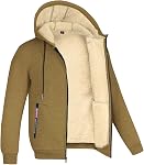 Kolongvangie Vestes en polaire pour hommes Sherpa Ligné Sweatshirt Zip Up Hoodie Warm Coat Brushed Winter Veste