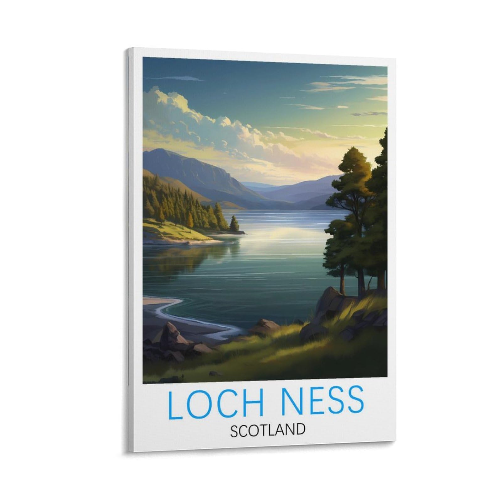 Orbana Frame-Style Loch Ness Scotland Vintage Travel Posters 12X18inch(30X45cm) Canvas Print For Living Room, Bedroom, Dorm, Home, Office Wall Decoration