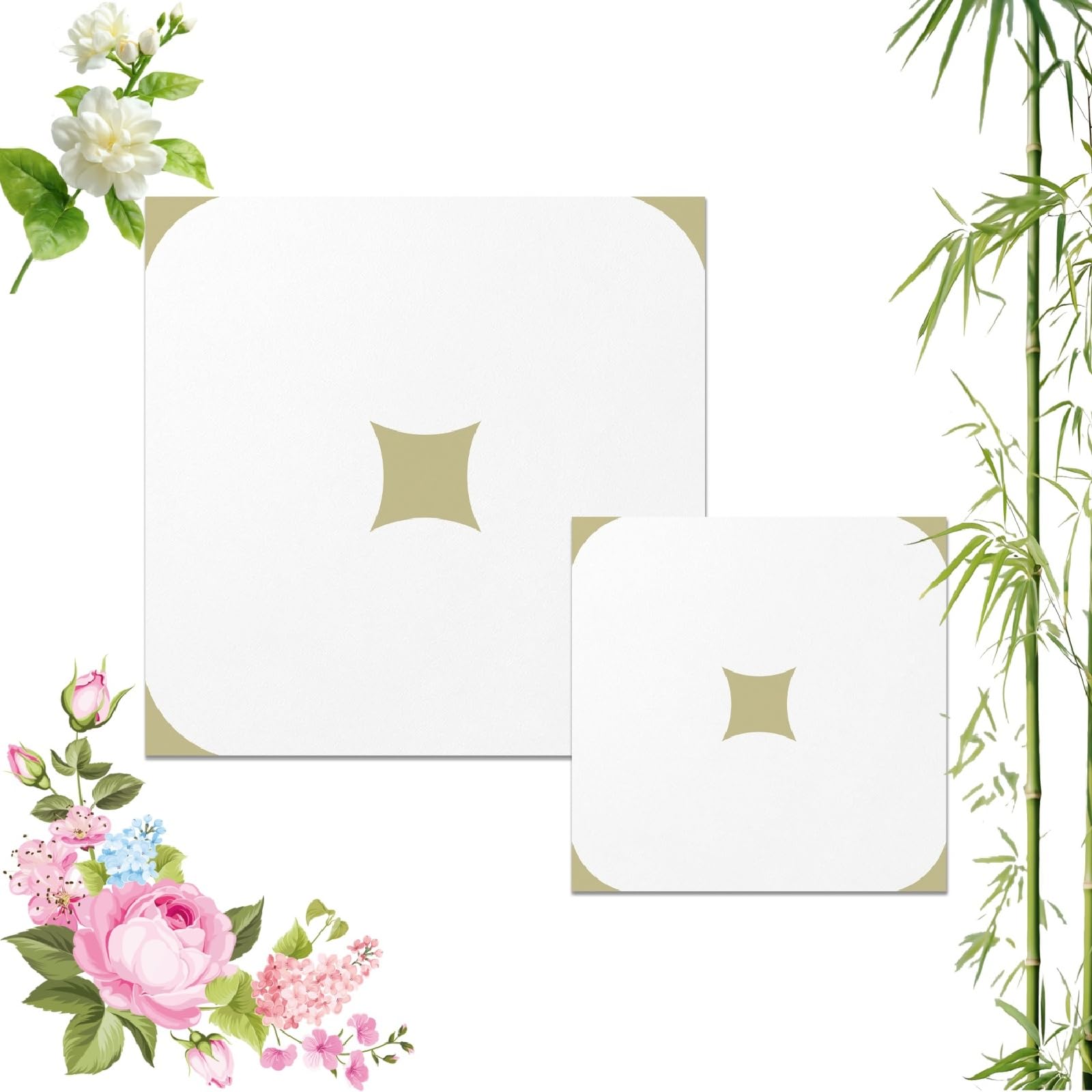 Self-Adhesive Wood Pattern Floor Tiles, 20pcs-30x30cm Vintage Floral Self Adhesive Vinyl Tile, Waterproof Removable Wall Floor Decal for Bathroom Kitchen Bedroom (10pcs-20x20cm,PTS84)