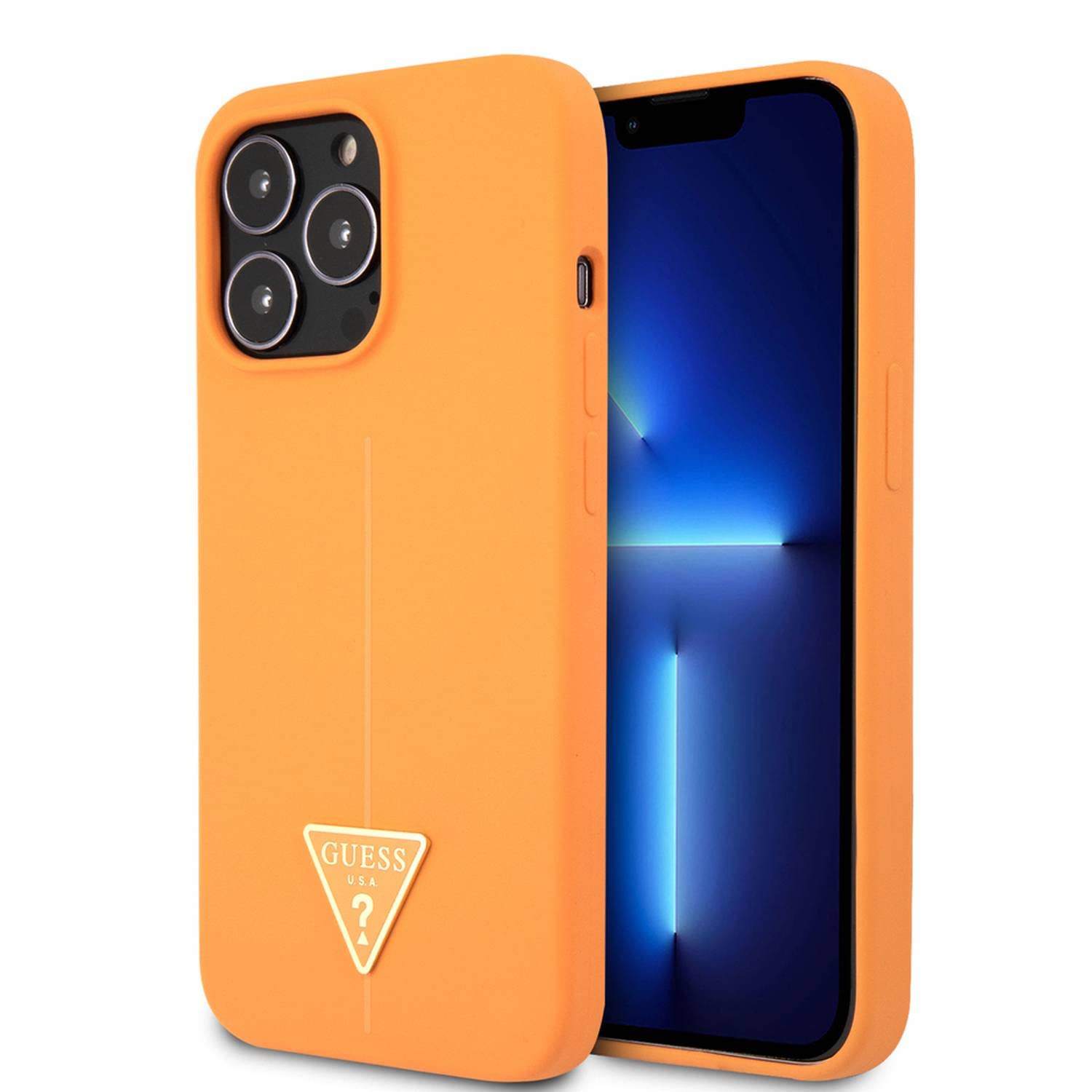 GUESSCG Mobile Silicone & Triangle Hard Case for iPhone 13 Pro - Orange