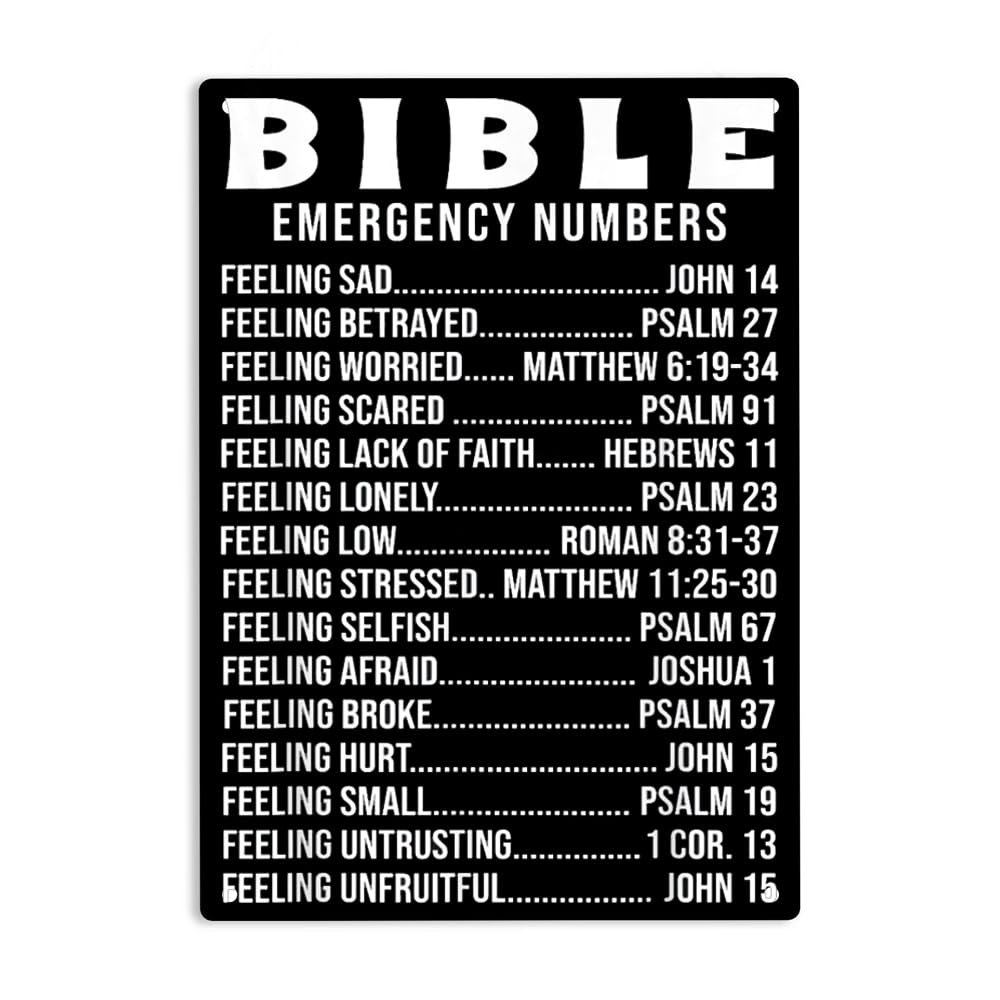 Bible Emergency Hotline Numbers Sign Metal Tin Sign Jesus Poster For Home Office Garden Bars Pub Man Cave Wall Decor Plaque Sign 8 X 12 Inch