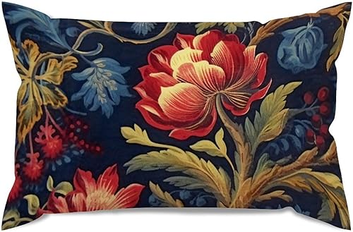 Miniatura 6 de ArogGeld Fundas de cojín lumbares estilo chinoiserie, almohadas florales azul marino y rojo, botánico, borgoña, dorado, verde oliva, para