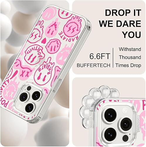 Miniatura 5 de MOSNOVO Buffertech - Funda compatible con iPhone 15 Pro Max, impacto de caída de 6.6 pies, tecnología antidespegable, funda transparente de