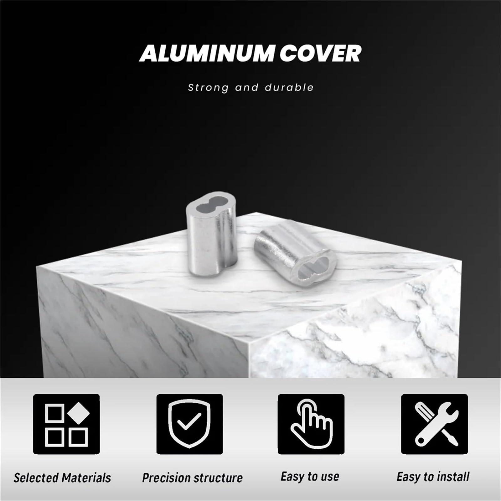 Puntali, Manicotti a crimpare for cavi Manicotto a in alluminio da 300 PZ for funi metalliche e