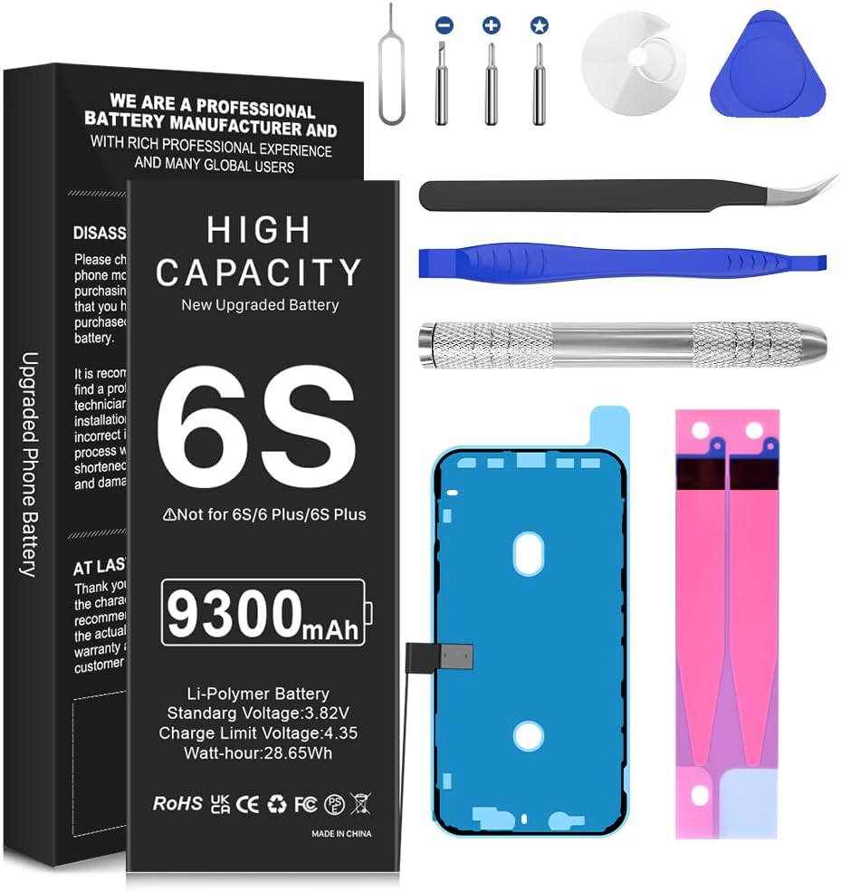 Batterie Haute Capacité 9300mAh Pour IPhone 6S - Remplacement Avec Kit D’outils Inclus